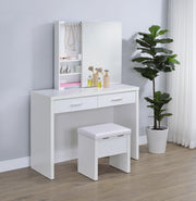 Bunbury Makeup Vanity Table Set Storage Mirror and Stool White - alternate view