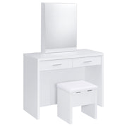 Bunbury Makeup Vanity Table Set Storage Mirror and Stool White - detail 3