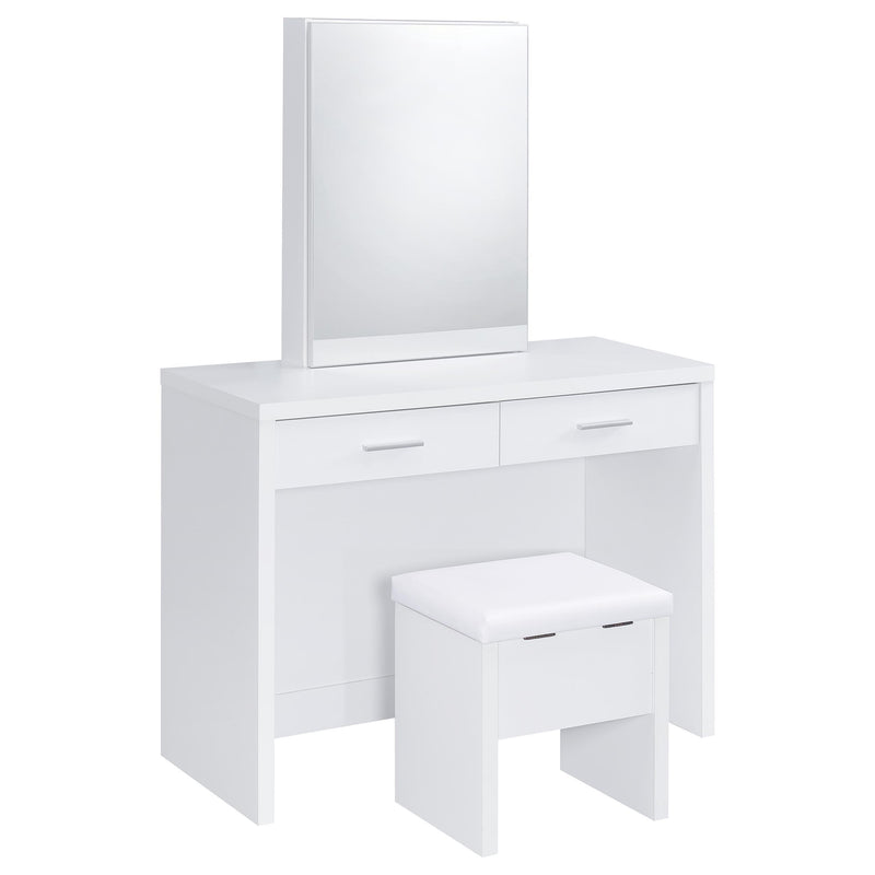 Bunbury Makeup Vanity Table Set Storage Mirror and Stool White - detail 3