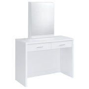 Bunbury Makeup Vanity Table Set Storage Mirror and Stool White - detail 4