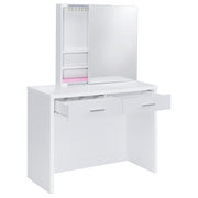 Bunbury Makeup Vanity Table Set Storage Mirror and Stool White - detail 5