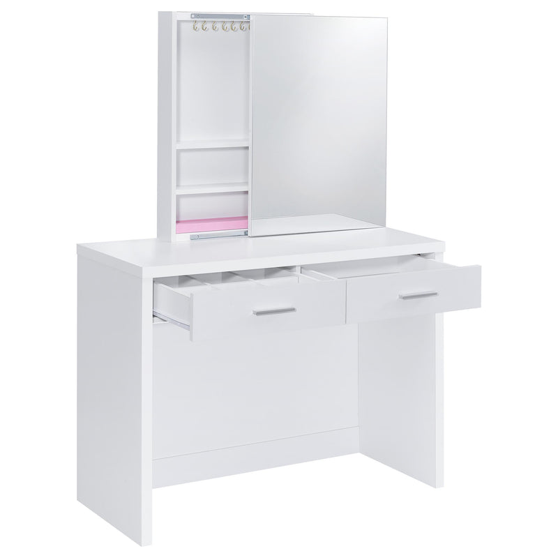 Bunbury Makeup Vanity Table Set Storage Mirror and Stool White - detail 5