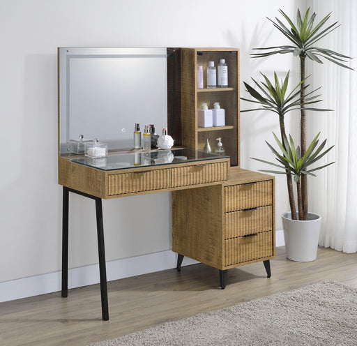 Souza 5-Drawer Makeup Vanity Table With LED Mirror Mango