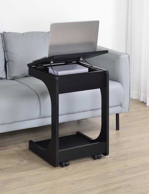Ralston C-Shaped Lift-Top Sofa Side Table With Casters Black - alternate view
