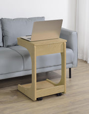 Ralston C-Shaped Lift-Top Sofa Side Table With Casters Light Oak