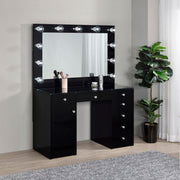 Acena 7-drawer Vanity Set with Lighting Black High Gloss - alternate view