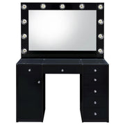 Acena 7-drawer Vanity Set with Lighting Black High Gloss - detail 5