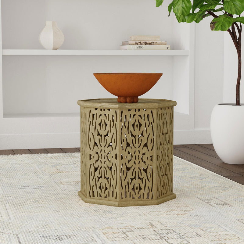 Torres Octagonal Solid Mango Wood Side Table Natural