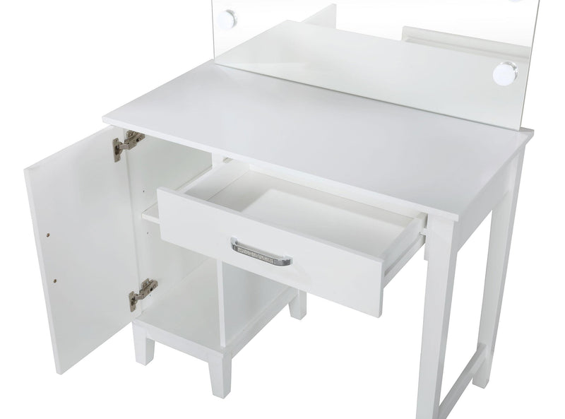 Elijah Vanity Set with Lighting & Stool White and Dark Grey - detail 5
