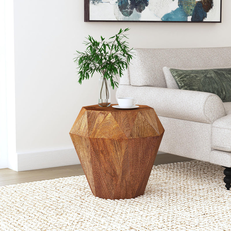 Jacinto Octagonal Solid Mango Wood Side Table Natural