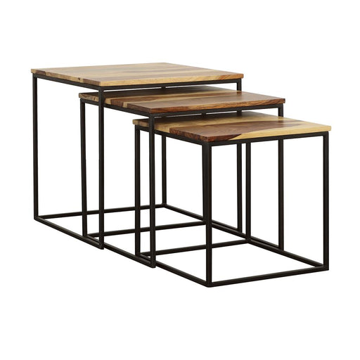 Belcourt 3-piece Square Nesting Tables Natural and Black - alternate view