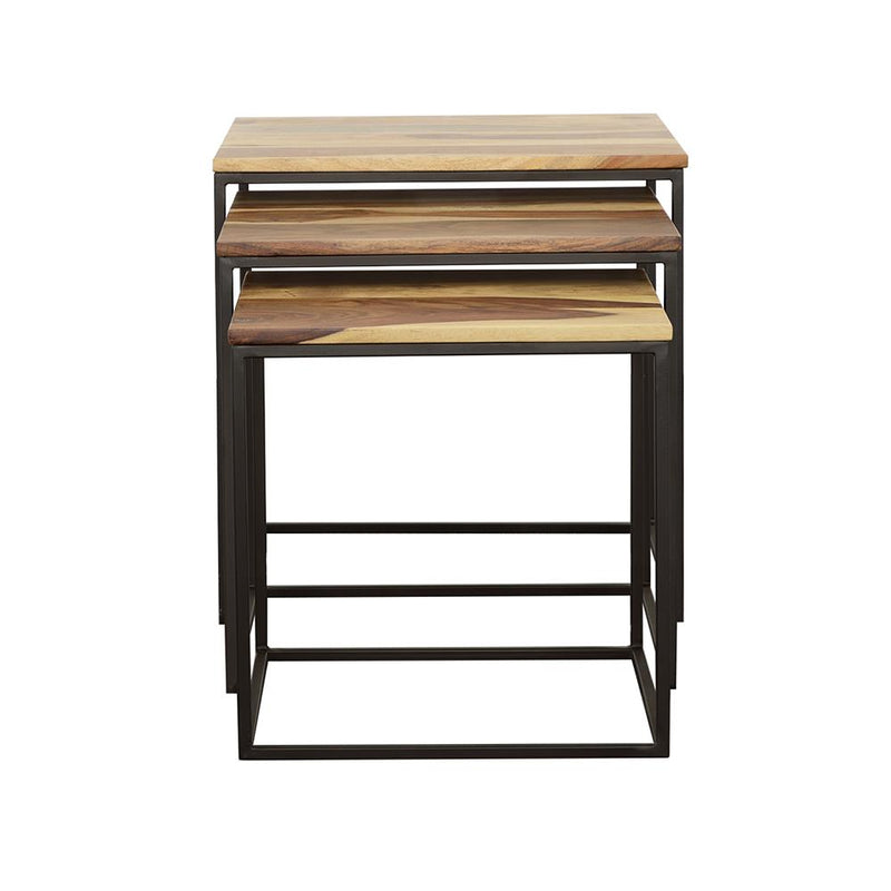 Belcourt 3-piece Square Nesting Tables Natural and Black - detail 3
