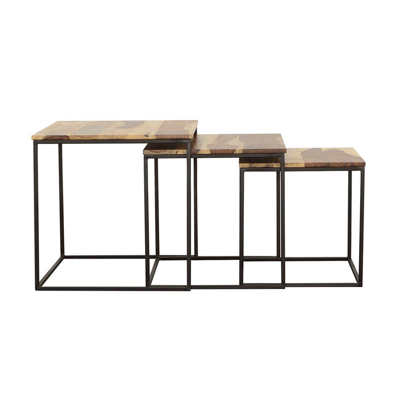 Belcourt 3-piece Square Nesting Tables Natural and Black - detail 5