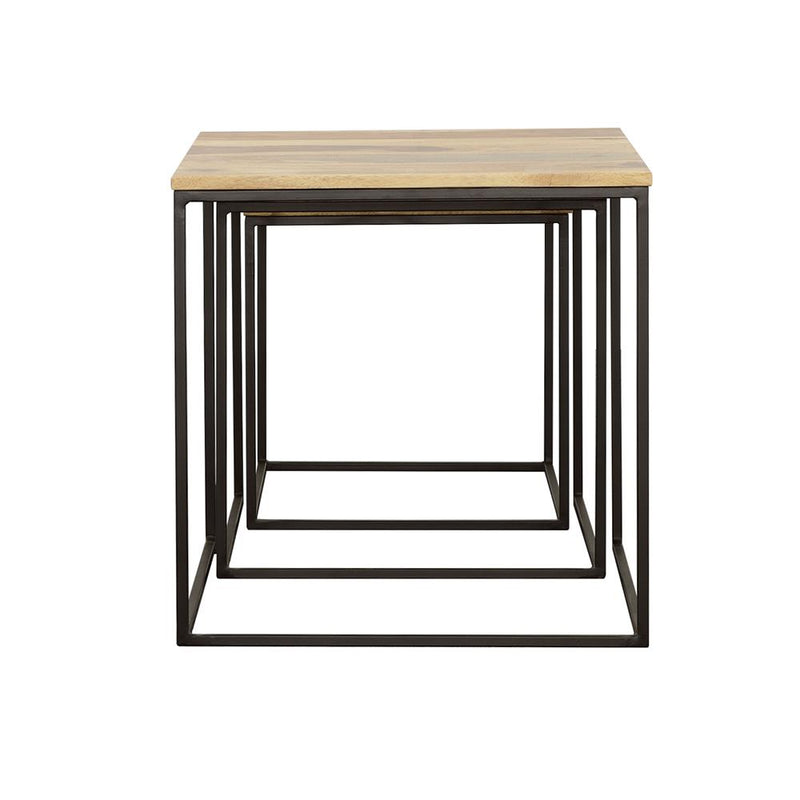 Belcourt 3-piece Square Nesting Tables Natural and Black - detail 6