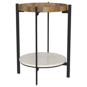 Adhvik Round End Side Table Marble Shelf Natural and Black - alternate view