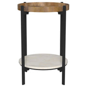 Adhvik Round End Side Table Marble Shelf Natural and Black - detail 3