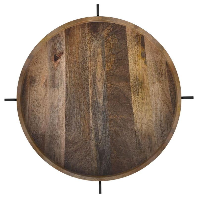 Adhvik Round End Side Table Marble Shelf Natural and Black - detail 4