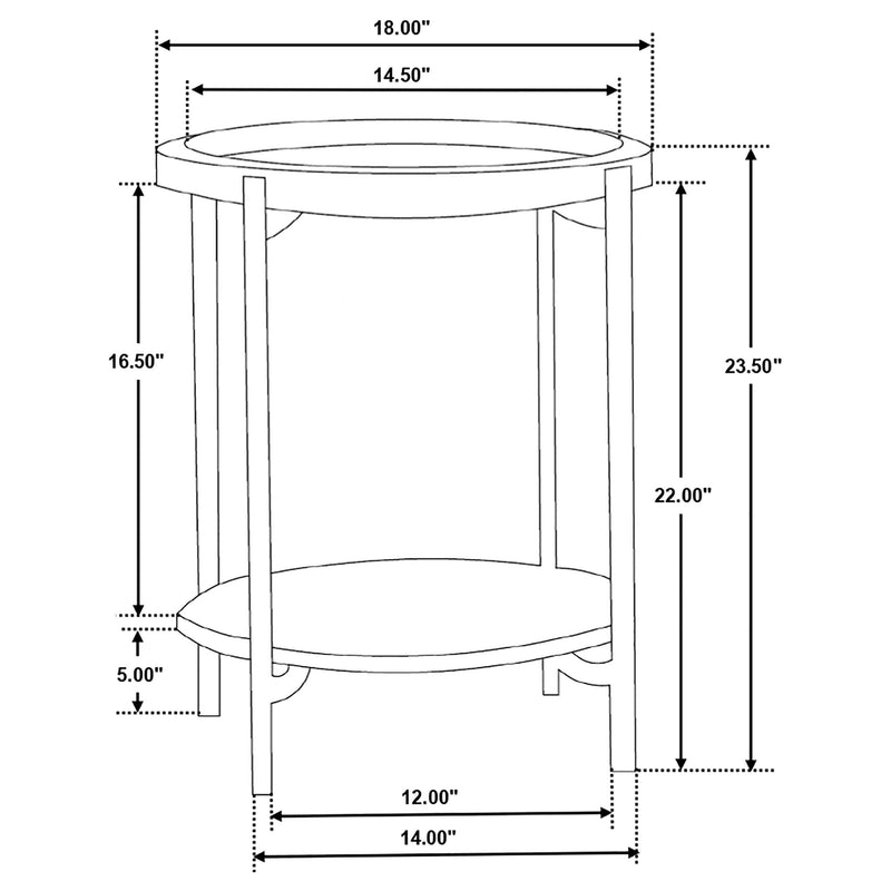 Adhvik Round End Side Table Marble Shelf Natural and Black - detail 5