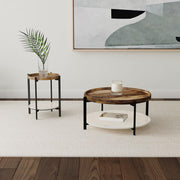 Adhvik Round End Side Table Marble Shelf Natural and Black - detail 6