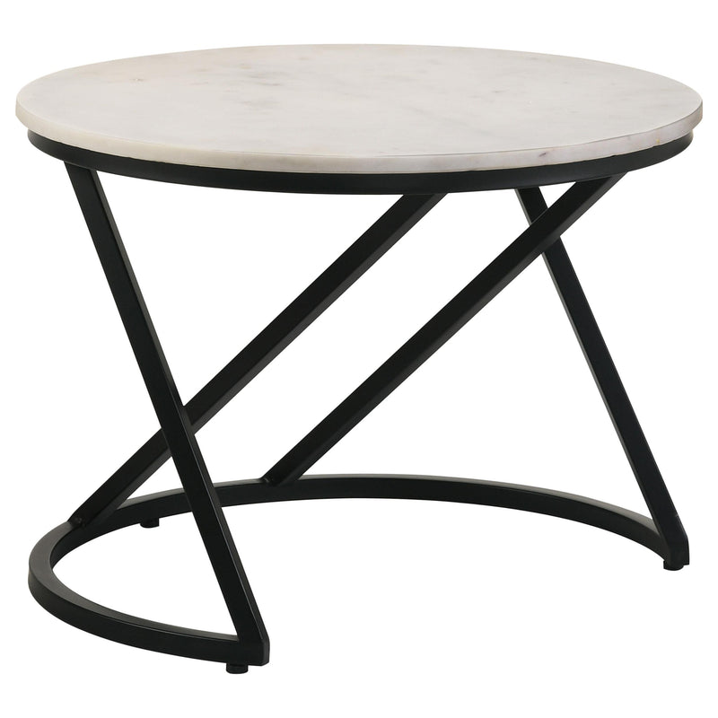Miguel Round Marble Top Coffee Table White and