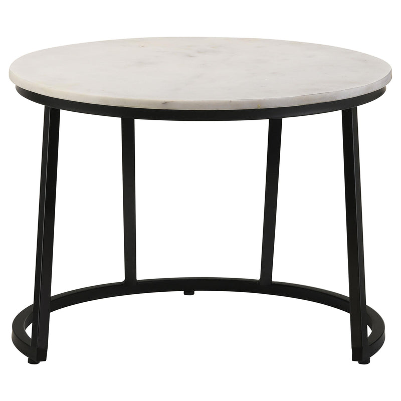 Miguel Round Marble Top Coffee Table White and