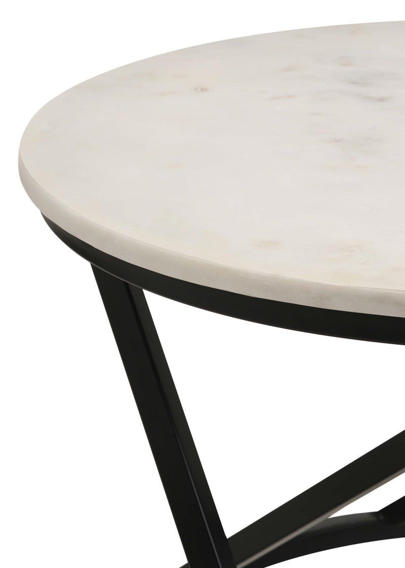Miguel Round Marble Top Coffee Table White and