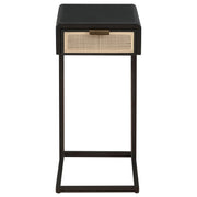 Amherst 1-drawer Radio Weave Cane Metal Side Table Black - detail 3