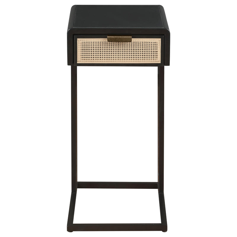 Amherst 1-drawer Radio Weave Cane Metal Side Table Black - detail 3