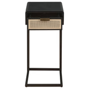 Amherst 1-drawer Radio Weave Cane Metal Side Table Black - detail 4