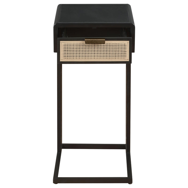 Amherst 1-drawer Radio Weave Cane Metal Side Table Black - detail 4