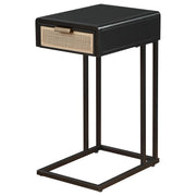 Amherst 1-drawer Radio Weave Cane Metal Side Table Black - detail 5