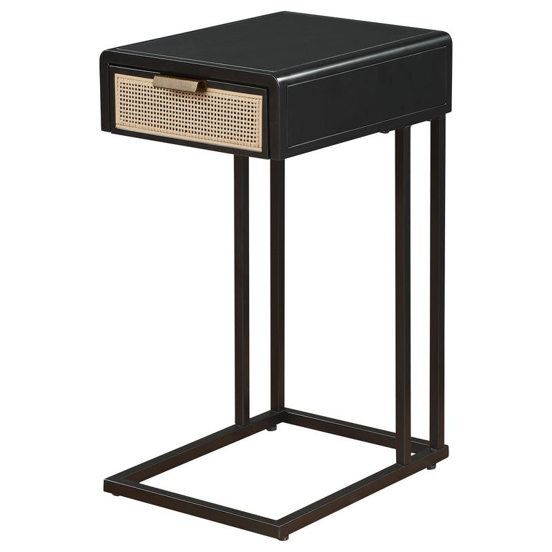 Amherst 1-drawer Radio Weave Cane Metal Side Table Black - detail 5