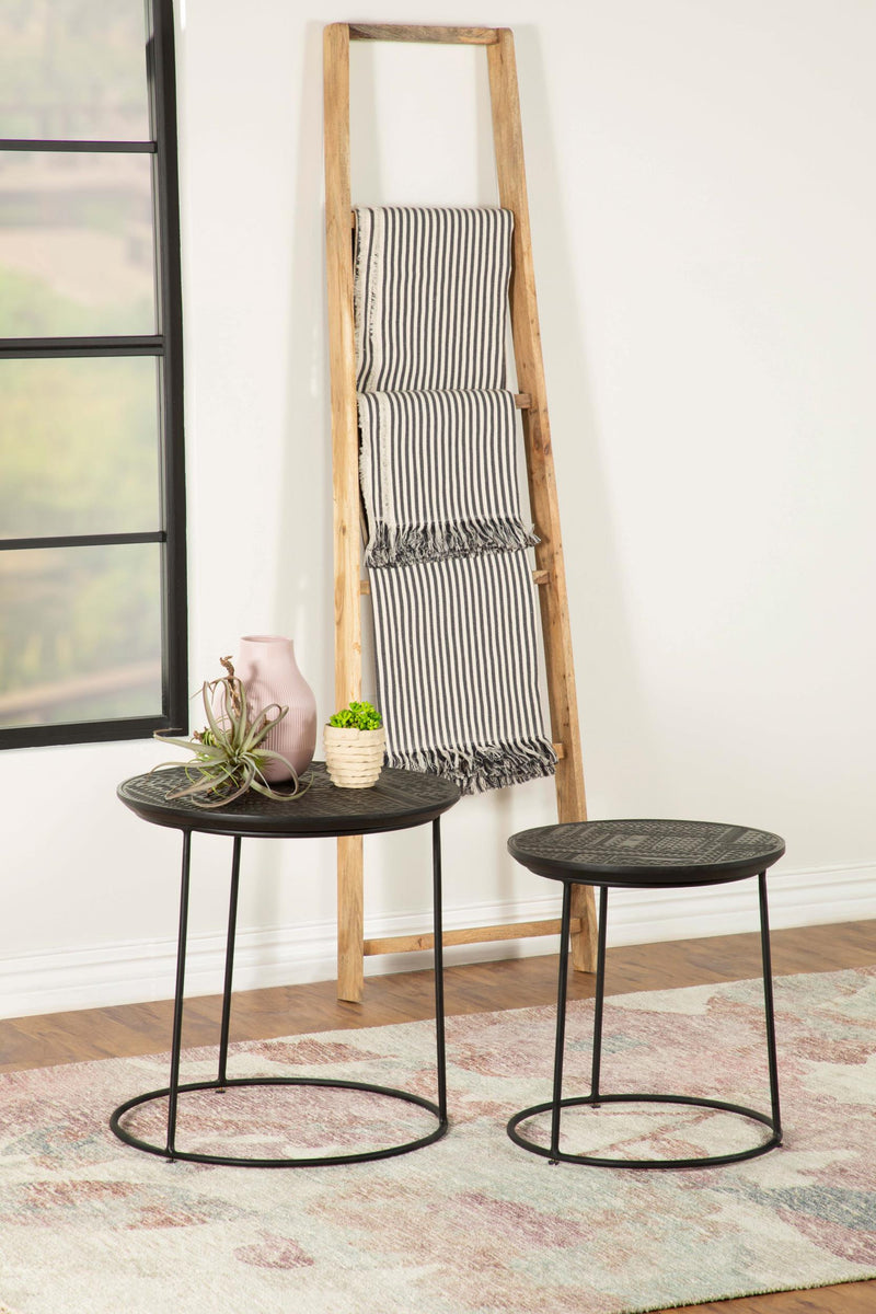 Loannis 2-piece Round Mango Wood Nesting Table