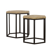 Adger 2-piece Hexagonal Nesting Tables Natural and Black - alternate view