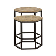 Adger 2-piece Hexagonal Nesting Tables Natural and Black - detail 3