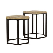 Adger 2-piece Hexagonal Nesting Tables Natural and Black - detail 4