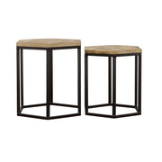 Adger 2-piece Hexagonal Nesting Tables Natural and Black - detail 5