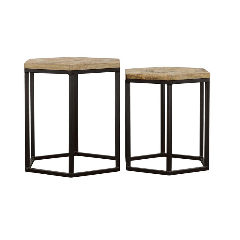 Adger 2-piece Hexagonal Nesting Tables Natural and Black - detail 5