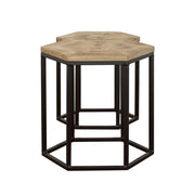 Adger 2-piece Hexagonal Nesting Tables Natural and Black - detail 6