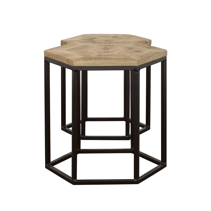 Adger 2-piece Hexagonal Nesting Tables Natural and Black - detail 6