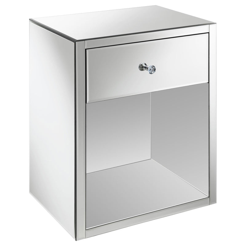 Coquette 1-drawer Mirrored Accent Side Table