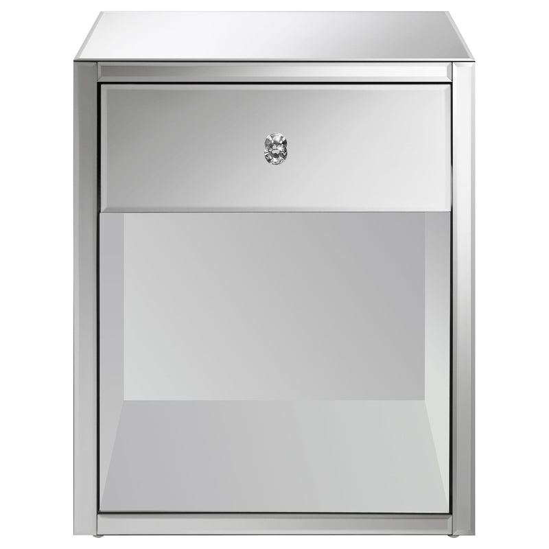 Coquette 1-drawer Mirrored Accent Side Table
