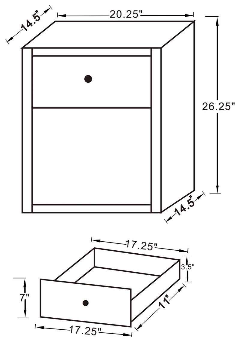 Coquette 1-drawer Mirrored Accent Side Table