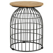 Bernardo Round Wire Frame Side Table Natural and Gunmetal - alternate view