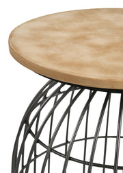 Bernardo Round Wire Frame Side Table Natural and Gunmetal - detail 3