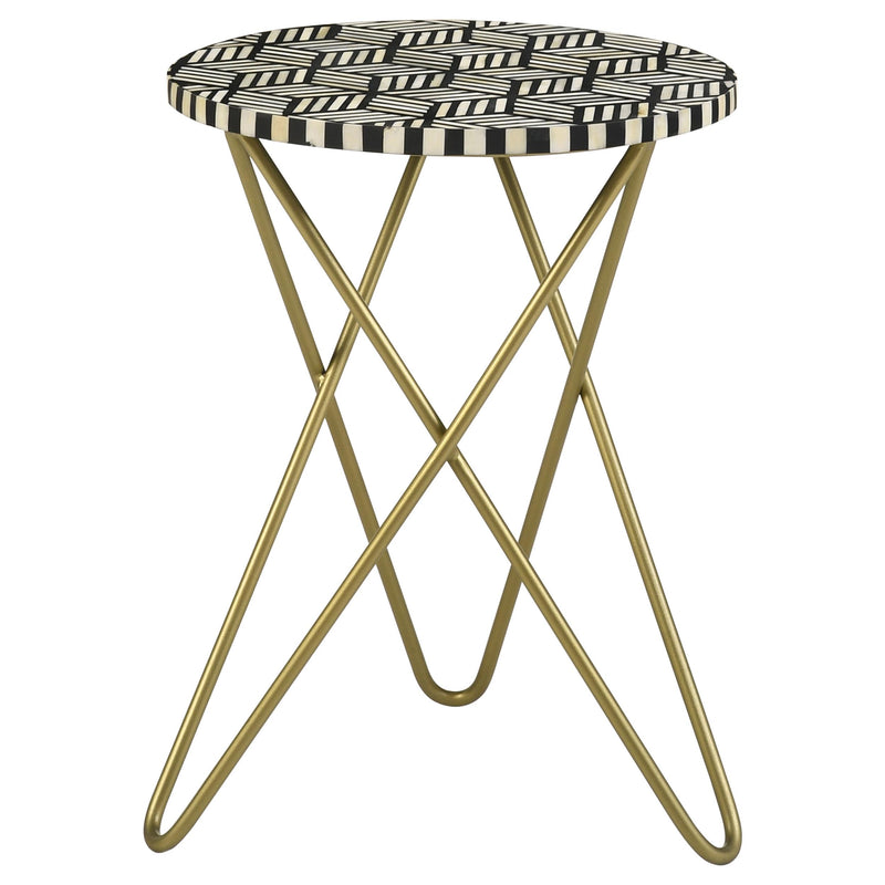 Xenia Round Bone Inlay Accent Side Table White and