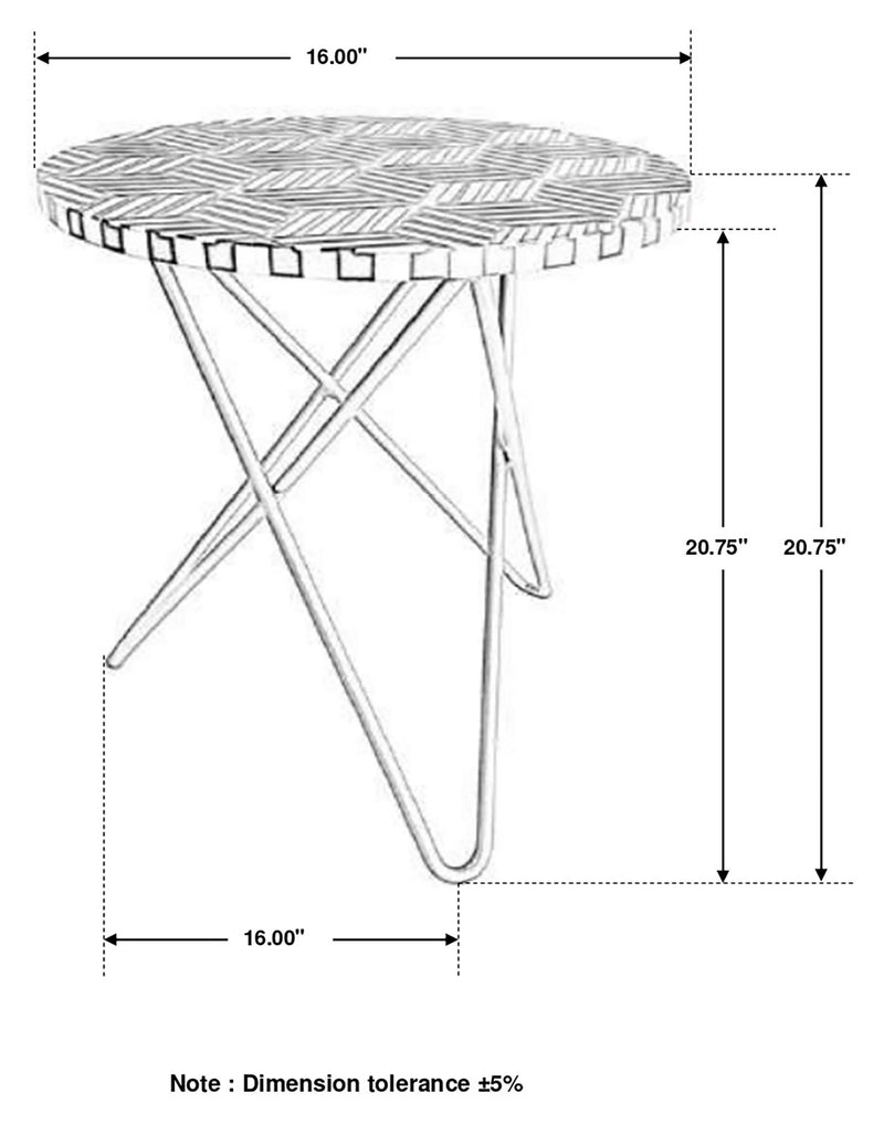Xenia Round Bone Inlay Accent Side Table White and