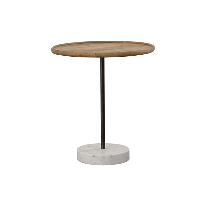 Ginevra Wood Top Marble Base Table Natural Brown and