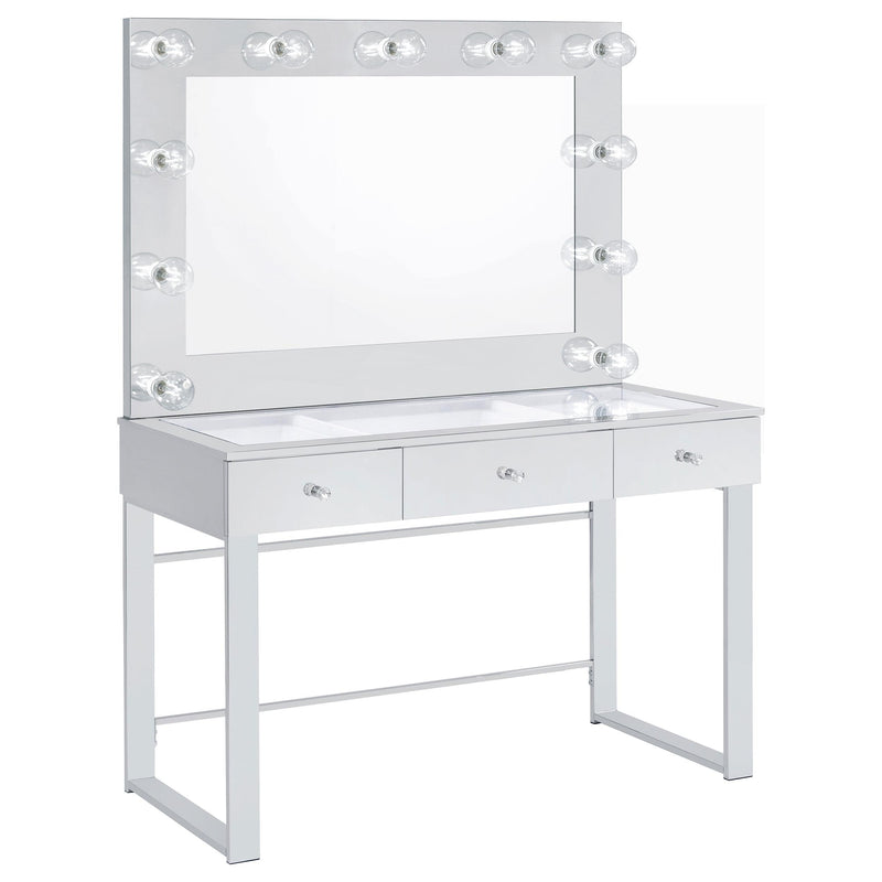 Umbridge 3-drawer Vanity Set with Lighting Chrome and White - alternate view
