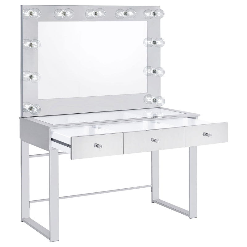 Umbridge 3-drawer Vanity Set with Lighting Chrome and White - detail 3